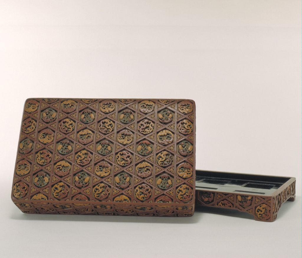 图片[1]-Colored plaid brocade pattern rectangular box-China Archive